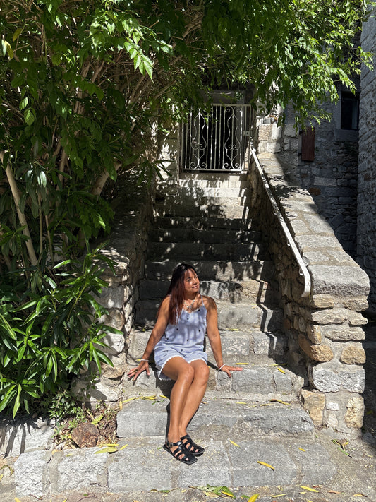 Ensemble Rayé Bleu Petit Cœur