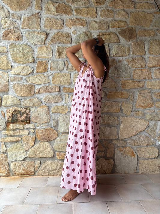 Robe Rose À Pois Violet