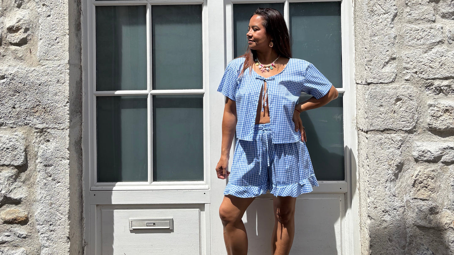 Ensemble Vichy bleu