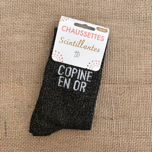 Chaussettes Scintillantes Copine En Or