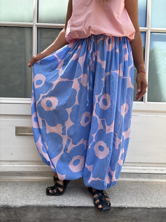 Pantalon Bleu Fleurie